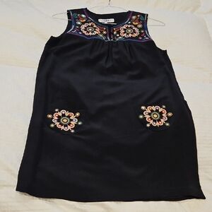 Tibi Black Dress with Colorful Floral Accents